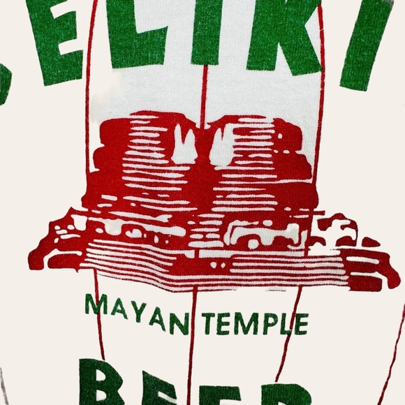 Belikin Mayan Temple Beer T-Shirt Belize Brewery Short Sleeve Mens Size XL White - Picture 3 of 5